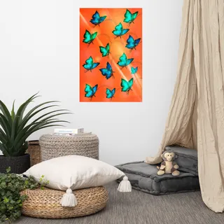 Blue and Green Butterflies Poster